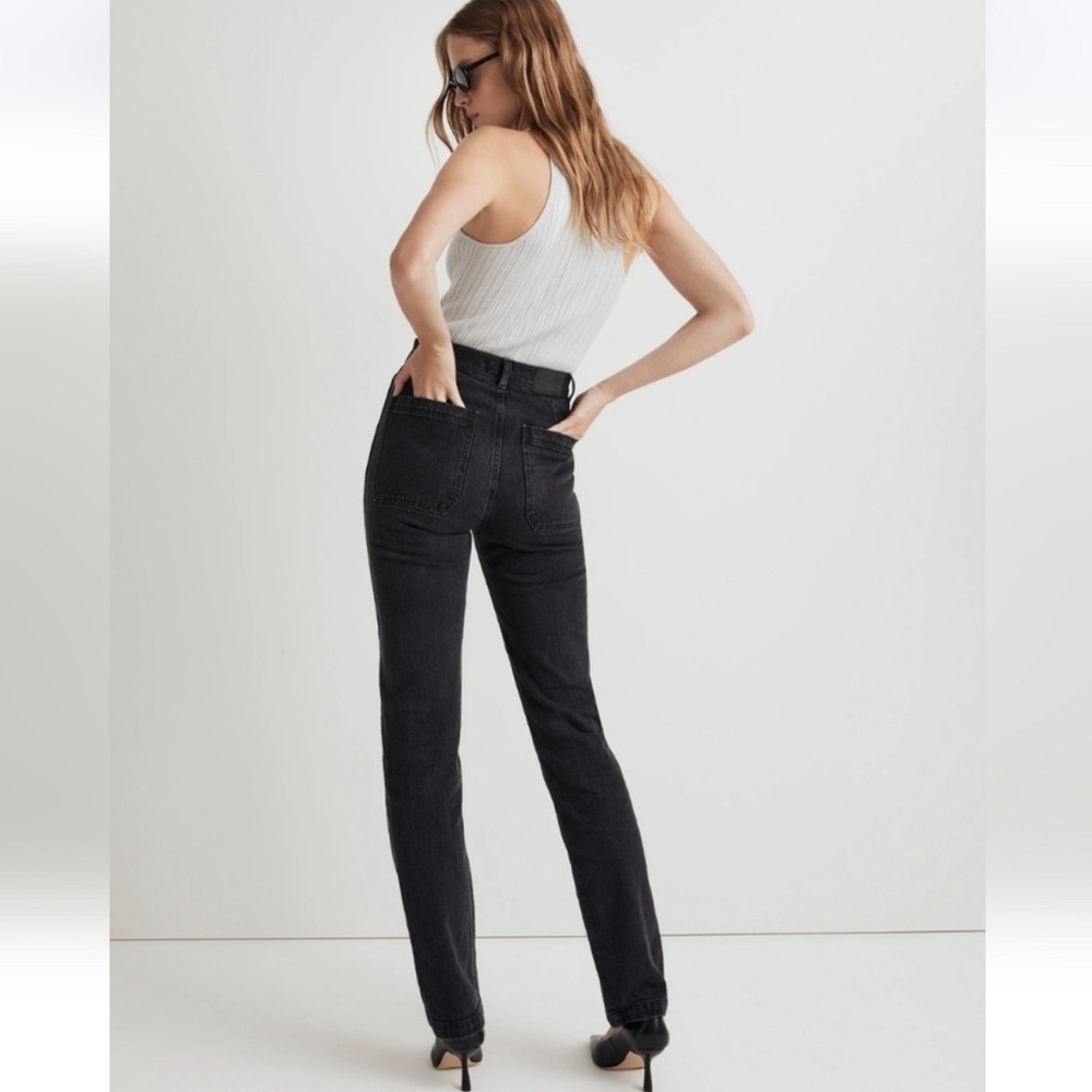 Madewell Black 90s Straight Leg High Rise Jeans - Picture 3 of 10